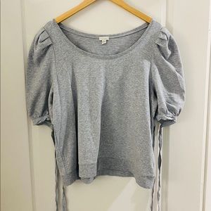 HINGE (NORDSTROM) XL GRAY SWEATSHIRT TEE W/ TIES